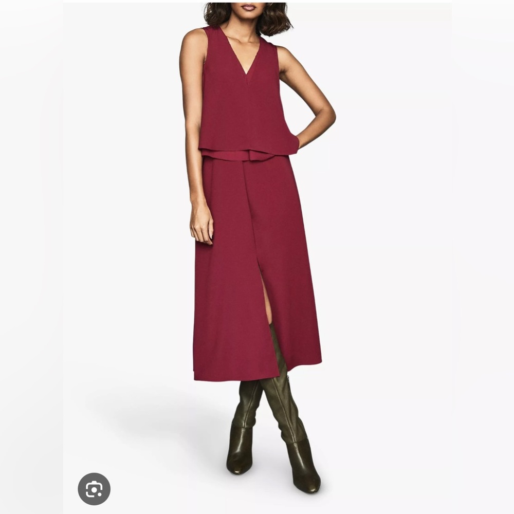 REISS Viola Sheer Layered Midi Dress